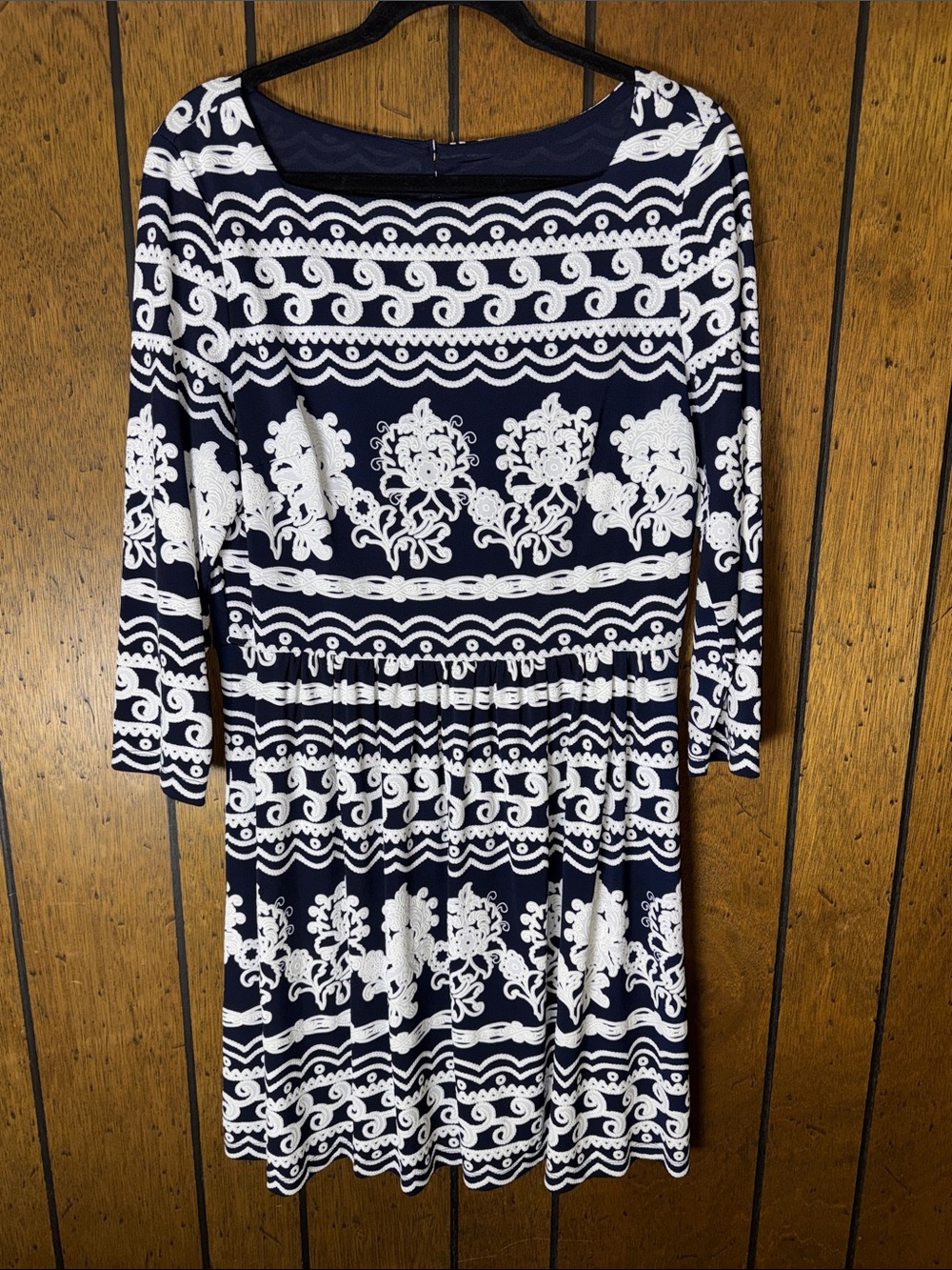 Trulli Navy and White Floral Print Dress
